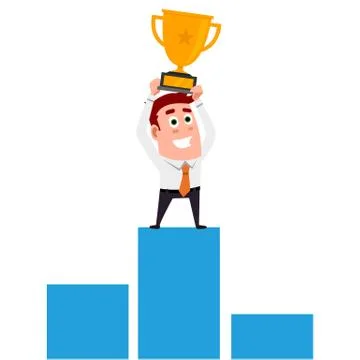 Business flat character was first in the race. Stock Illustration