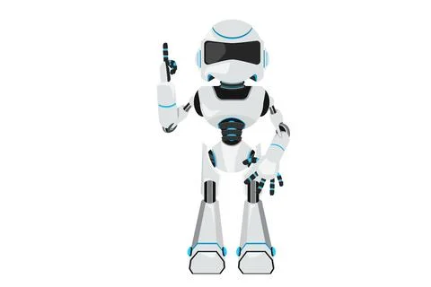 Business flat drawing robot pointing up finger symbol. Robot finger index u.. 스톡 일러스트