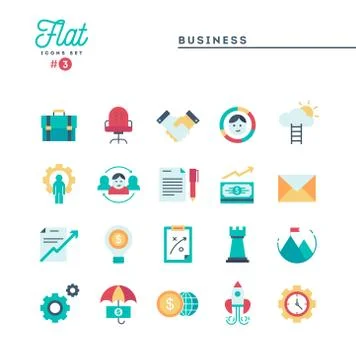 Business, flat icons set, vector illustration Illustrazione stock