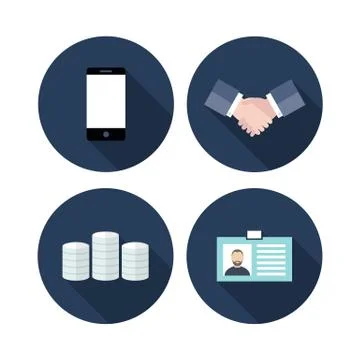 Business flat icons set, vector color illustration Stock Illustration