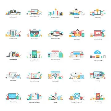 Business Flat Illustrations Vector Pack Ilustración de archivo