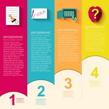 Business flat infographic template with text fields. Vector Illu Stock Illustration