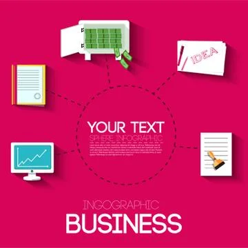 Business flat infographic template with text fields. Vector Illu イラスト素材