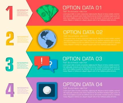 Business flat infographic template with text fields. Vector Illu Stock Illustration