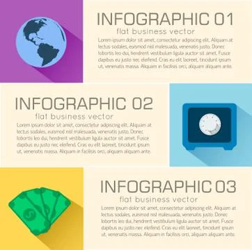 Business flat infographic template with text fields. Vector Illu Stock Illustration