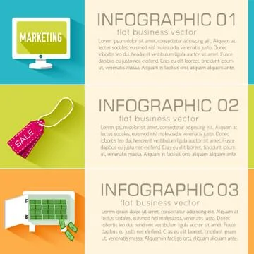 Business flat infographic template with text fields. Vector Illu Stock Illustration