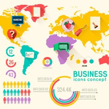 Business flat infographic template with text fields. Vector Illu Stock Illustration