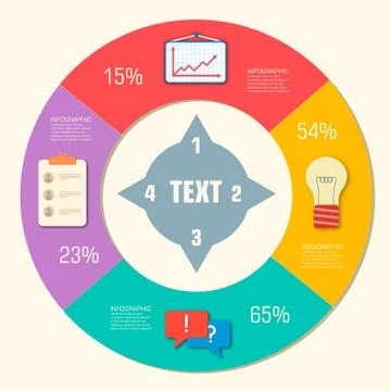 Business flat infographic template with text fields. Vector Illu Stock Illustration