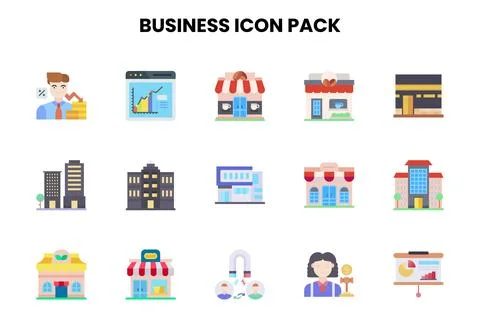 Business Flat Set Icons Pack Stock Illustration