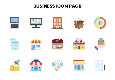 Business Flat UI Icons Pack Stock Illustration