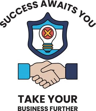 A business flipper logo with a handshake between two hands Stock Illustration