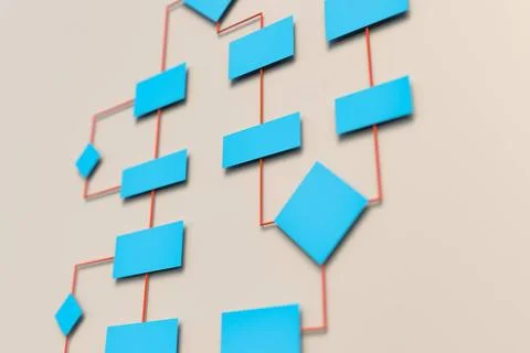 Business flow chart, processes and procedures. Blue flow chart to visualiz... Stock Photos
