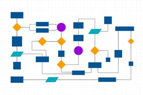 Business flow chart, processes, organization, plan and procedures. Multico... Stock Photos