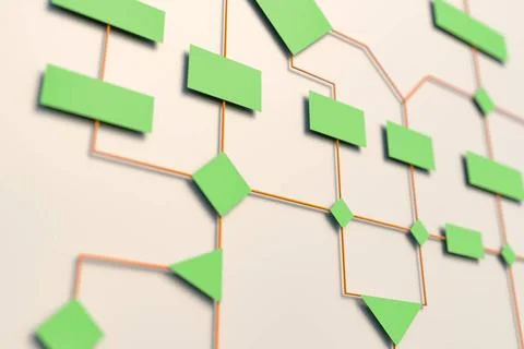 Business flow chart, workflow and processes. Green flow chart to visualize... Stock Photos
