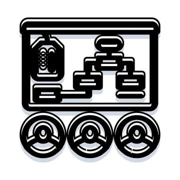 Business flowchart presentation board on wheels Stock Illustration