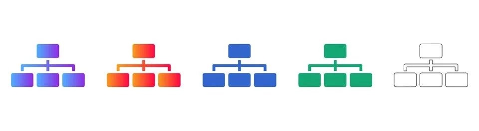 Business Flowchart Structure Icons Set Stock Illustration