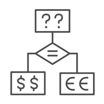 Business flowchart thin line icon, business strategy concept, making investment 스톡 일러스트