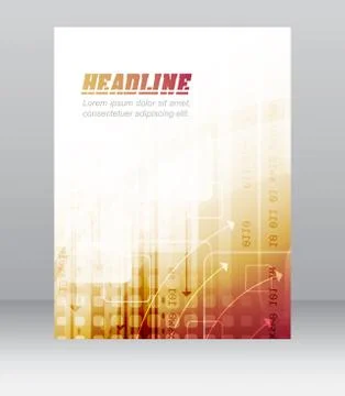 Business flyer template with abstract technological pattern, square and arrow Stock Illustration