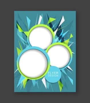 Business flyer template with abstract triangular pattern. Corporate banner, b Stock Illustration