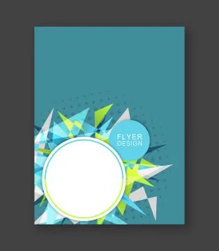 Business flyer template with abstract triangular pattern. Corporate banner, b Stock Illustration