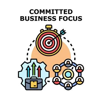 Business focus commitment concentrating on teamwork managing growth goals Stock Illustration