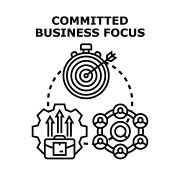 Business focus commitment concentrating on teamwork managing growth goals Stock Illustration