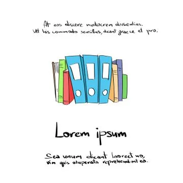 Business Folder Documents Stack Hand Draw Color Icon Illustrazione stock