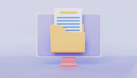 Business Folder of Papers on Desktop, Remote Access to Encrypted Documents Stock Illustration