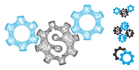 Business Gears Polygonal Web Vector Mesh Illustration 库存插图