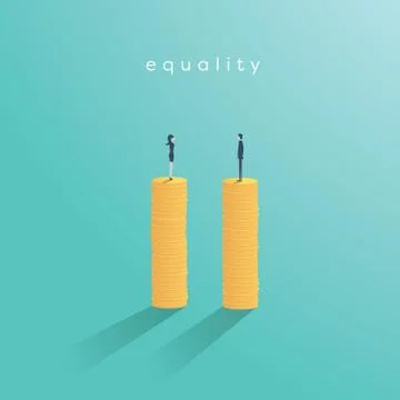 Business gender equality vector concept. Symbol of equal salary, pay, balance in Stock Illustration