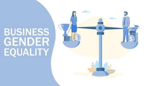 Business gender equality vector concept web banner, website page Stock Illustration