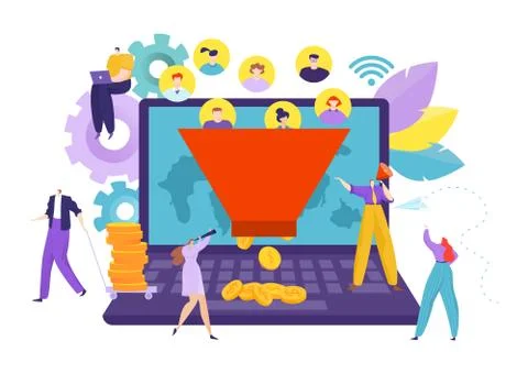 Business generation conversion to coin, digital filter vector illustration Иллюстрация