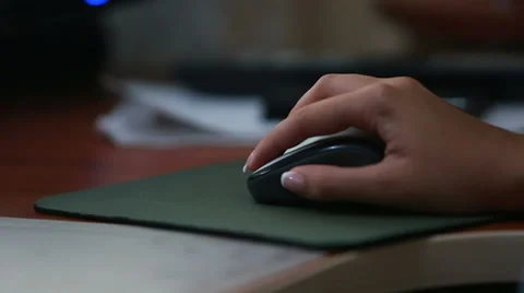 Business Girl Work With a Mouse and a Tablet 4 Stock Footage