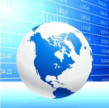 Business Globe on blue background 스톡 일러스트