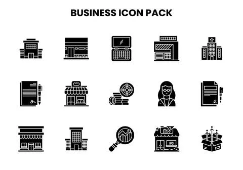 Business Glyph Vector Icons Pack Stock Illustration