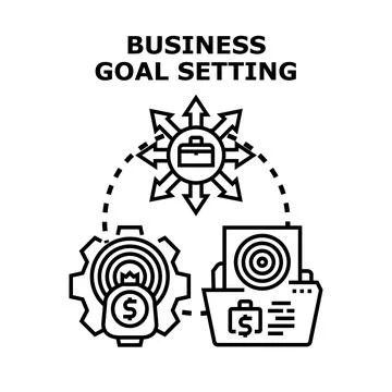 Business goal setting process achieving financial targets Stock Illustration