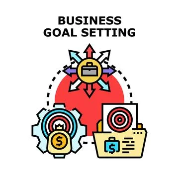 Business goal setting process achieving financial targets Stock Illustration