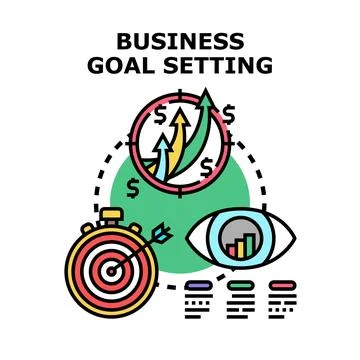 Business goal setting process achieving financial success Stock Illustration