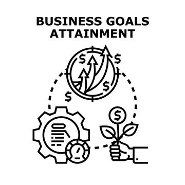 Business goals attainment concept with progress and growth Stock Illustration