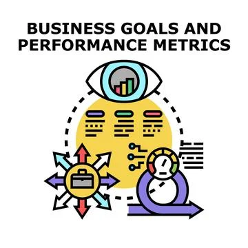 Business goals performance metrics analyzing optimization concept Ilustración de archivo