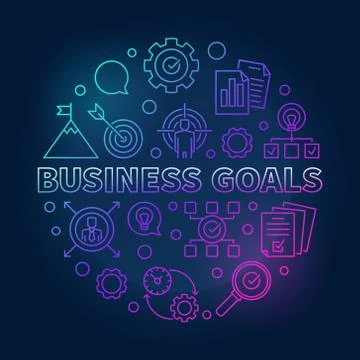Business goals vector round creative outline illustration Stock Illustration