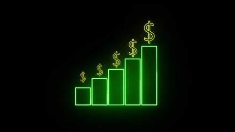 Business Graff-Chart icon animation with Dollar sign and neon light. Stock Footage 282577249