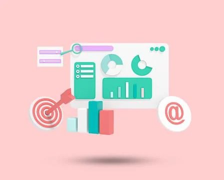 Business graph 3D icon. Stockillustratie