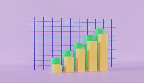 Business Graph 3d Model on pink background Stock Photos
