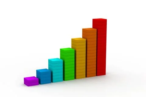 Business Graph in 3d on white background Stock Illustration