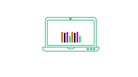 Business graph analysis 4k animation in laptop Stock Footage 258432107