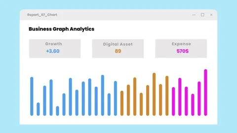 Business graph analytics animation on a desktop screen Stock Footage 347499763