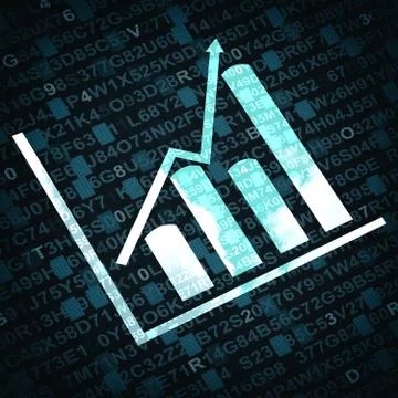 Business graph and chart with arrow going up - blue background Stock Illustration