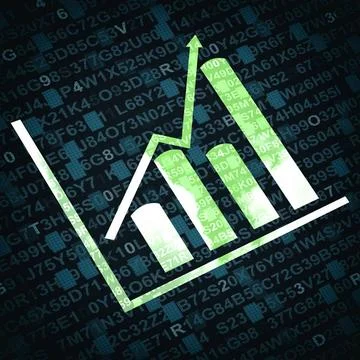  Business graph and chart with arrow going up - blue background Business g... Stock Photos