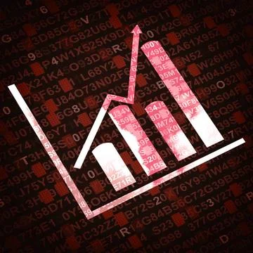  Business graph and chart with arrow going up - red background Business gr... Stock Photos